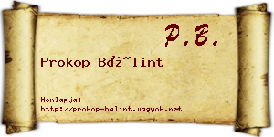 Prokop Bálint névjegykártya